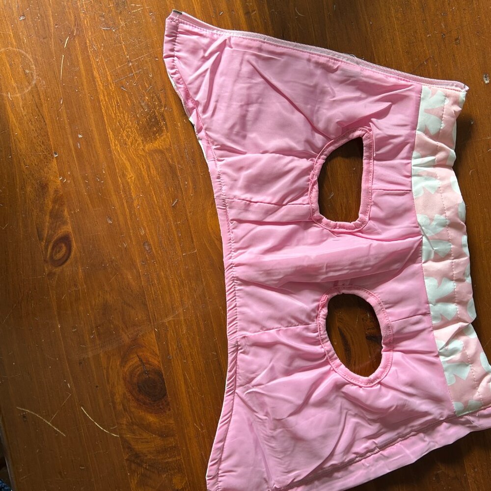 Dog Coat Jacket No-Pull Harness Pink Bow Design Zip Closure D-Rings Size M - Picture 4 of 8